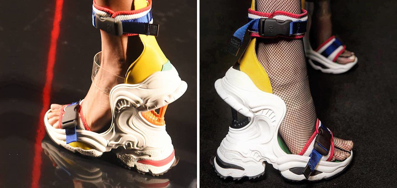 Коллаборация кроссовок и босоножек: в Милане презентовали необычную обувь