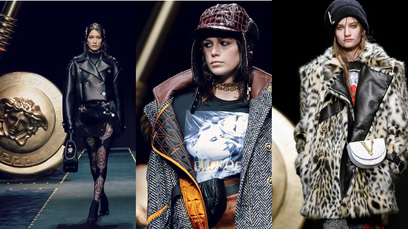 Шубы, блестящие ткани, яркие принты: Versace показали новую коллекцию