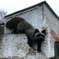 В Риге “поселилась” гигантская чернобурая лисица